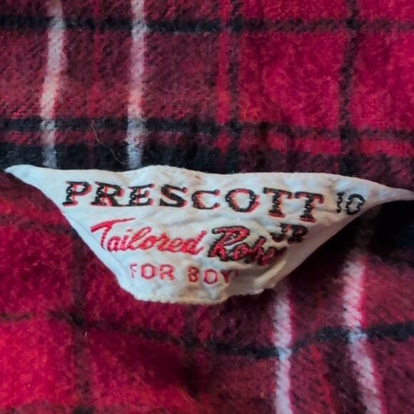 60s vintage red plaid tartan flannel‎ boys robe size 10 holiday - Picture 2 of 5